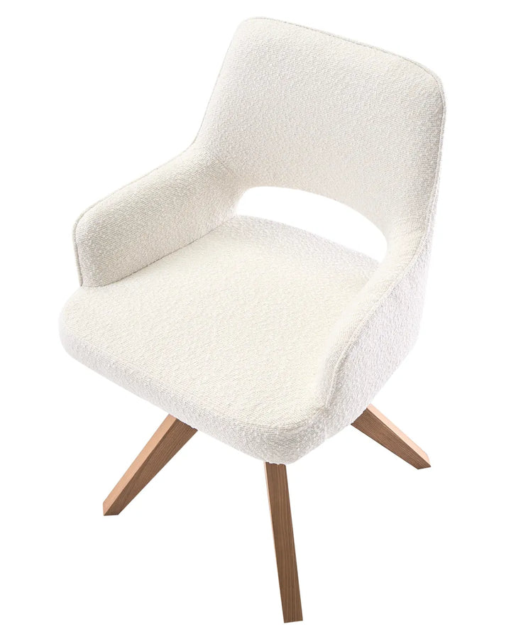 Dining Chair Swivel Boucle Light Beige Ciara