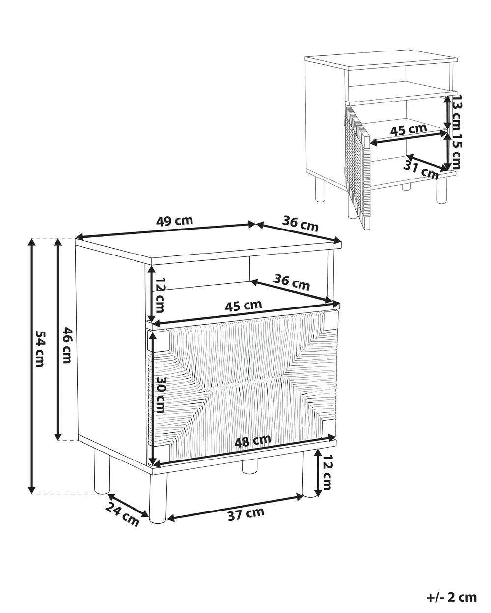 Bedside Table Light Brown Ada