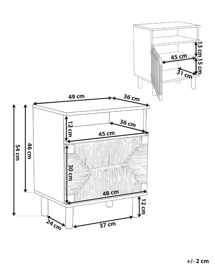 Bedside Table Light Brown Ada