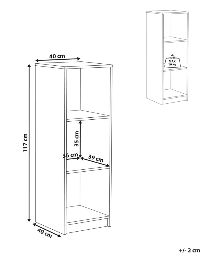 3 Tier Bookcase 117 cm Light Brown Paxton