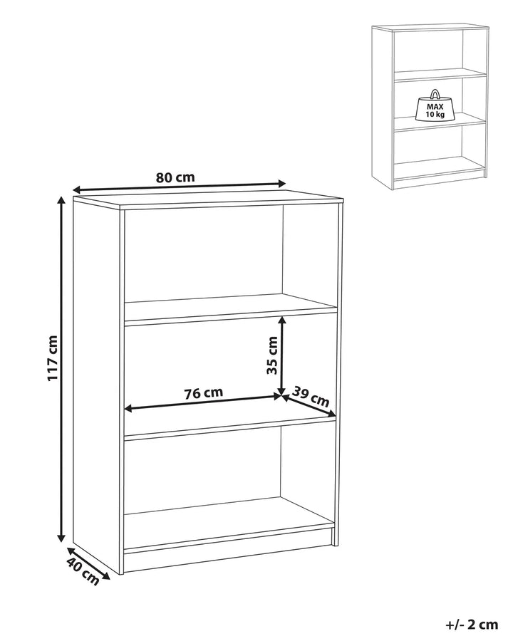 3 Tier Bookcase 117 cm Black Paxton