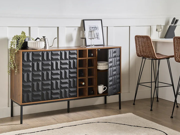 Two-door wine cabinet with shelving