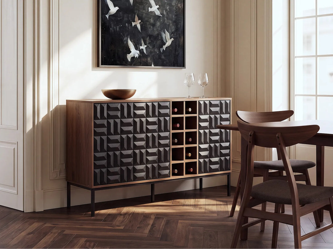 Dark brown wine storage cabinet