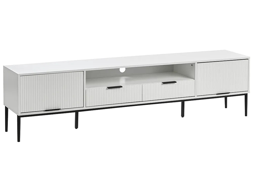 White TV stand with storage