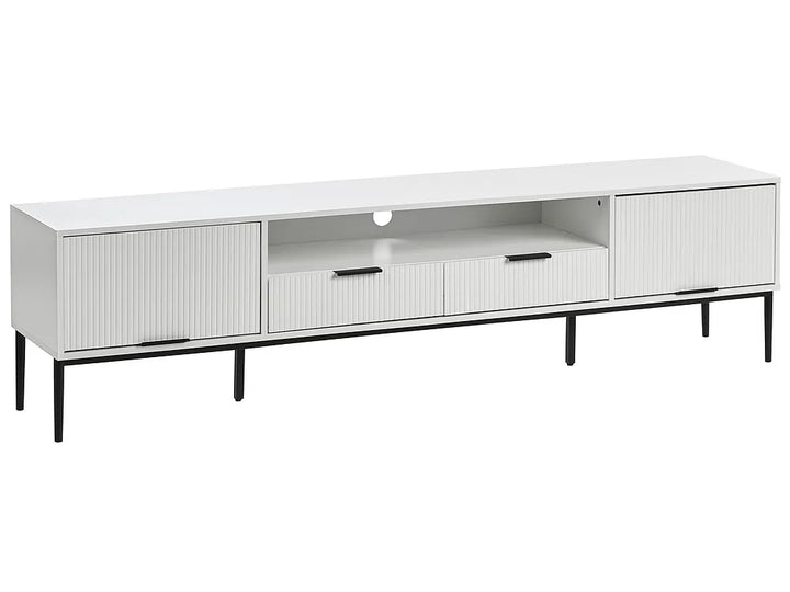 White TV stand with storage