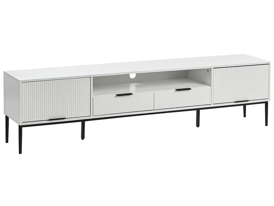 White TV stand with storage