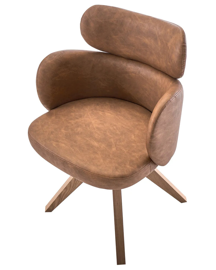Dining Chair Swivel Faux Leather Brown Colbie