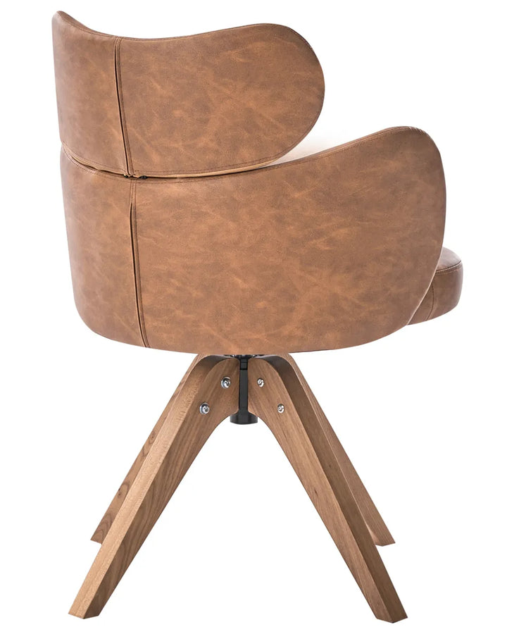Dining Chair Swivel Faux Leather Brown Colbie