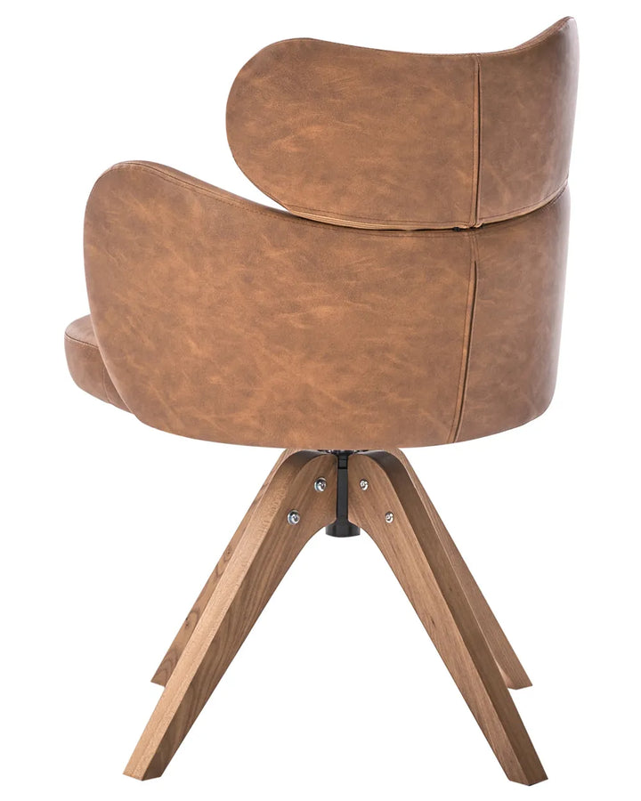 Dining Chair Swivel Faux Leather Brown Colbie