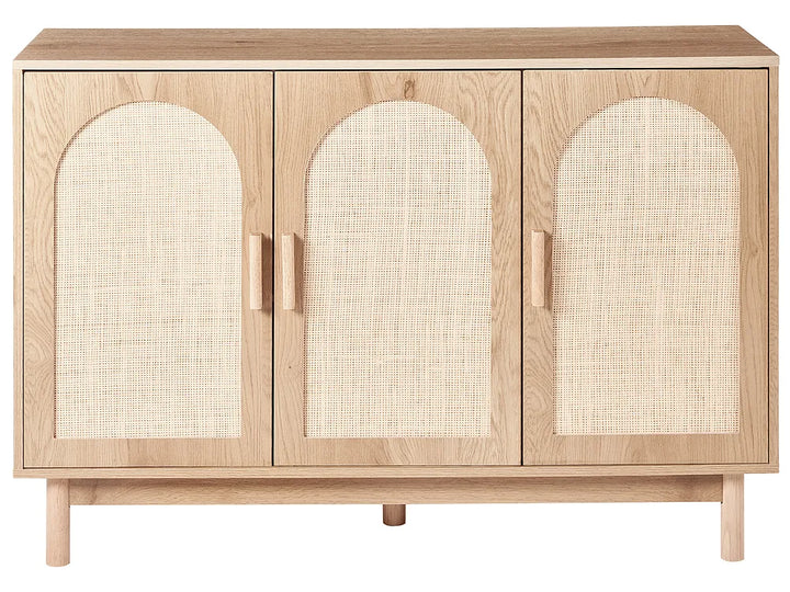 Light brown cabinet with spacious shelves