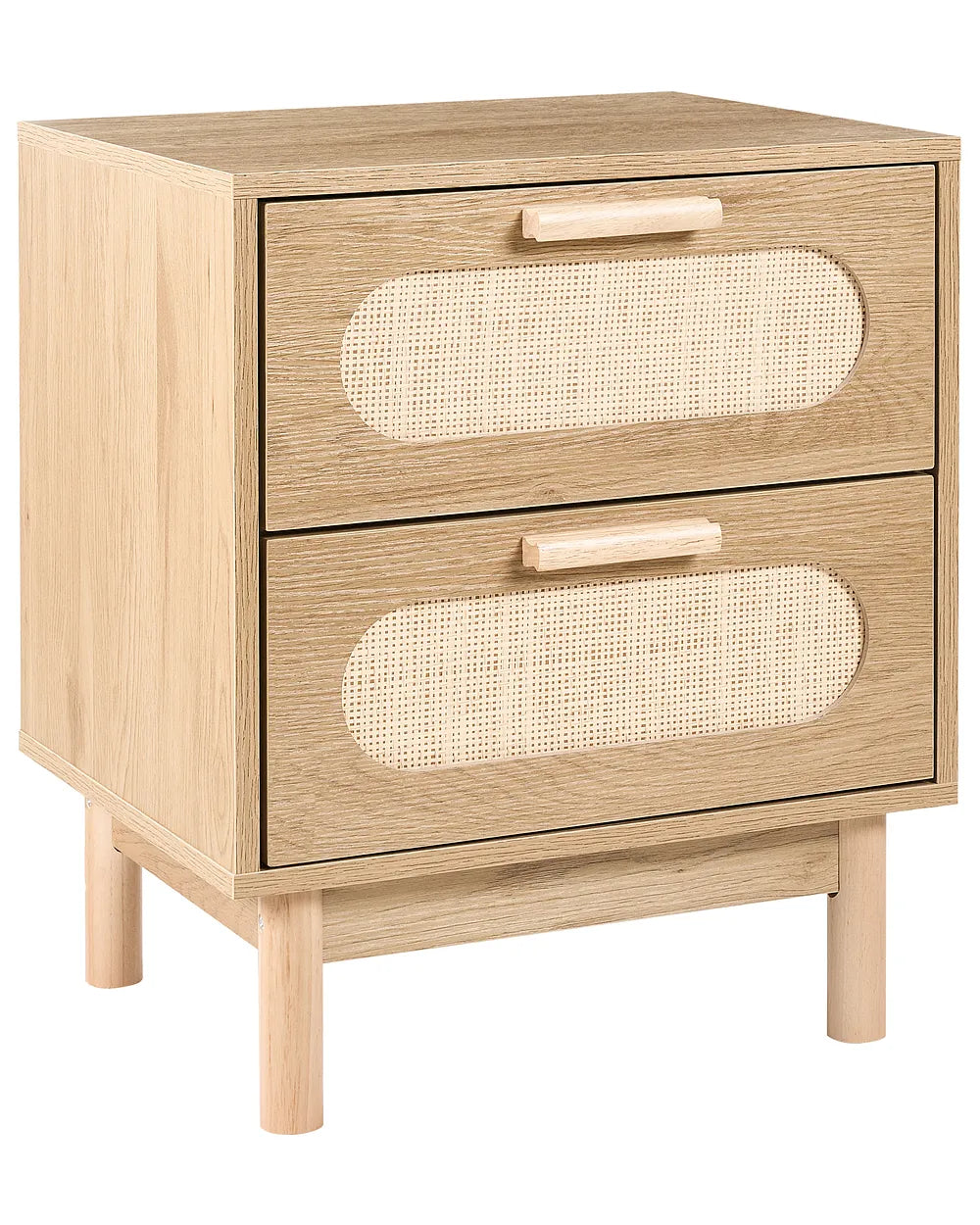 Light brown 2-drawer bedside table