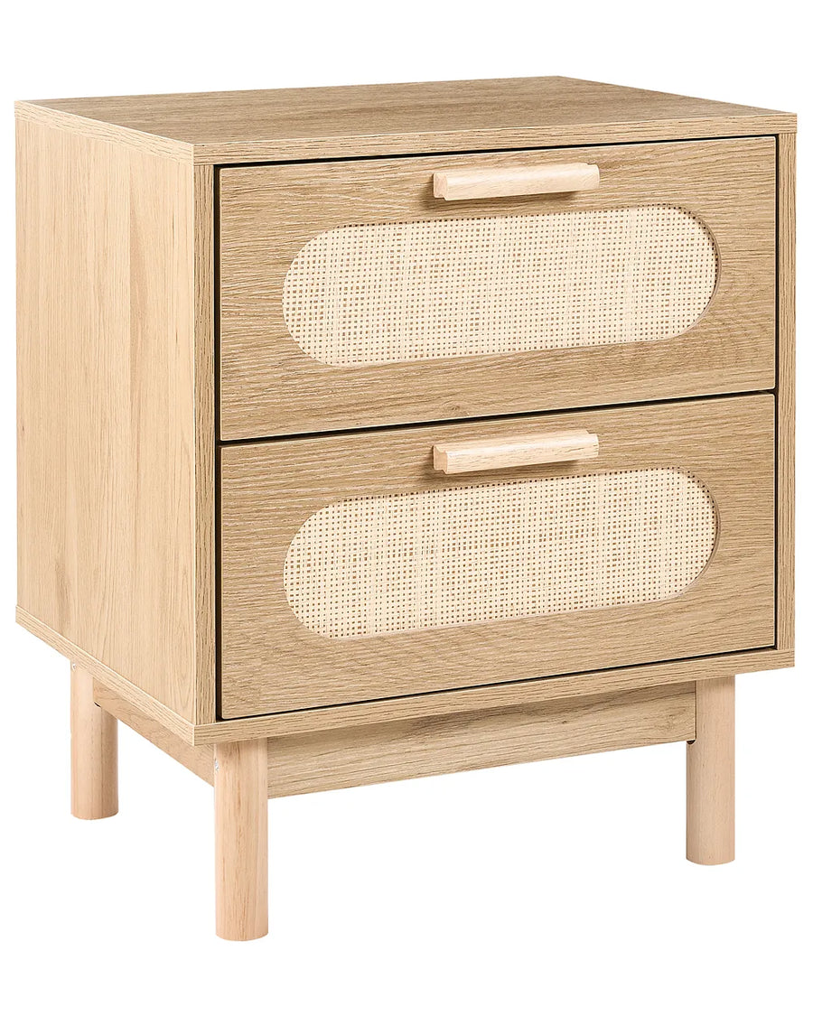 Light brown 2-drawer bedside table