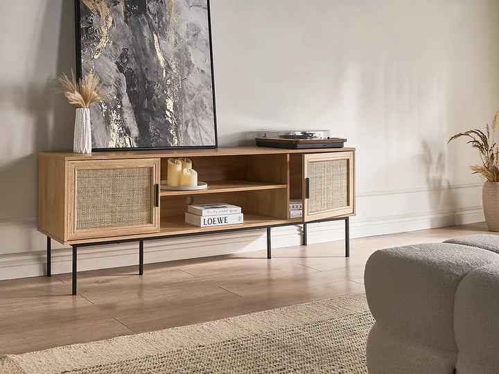 TV Stand Rattan Light Brown Gravina