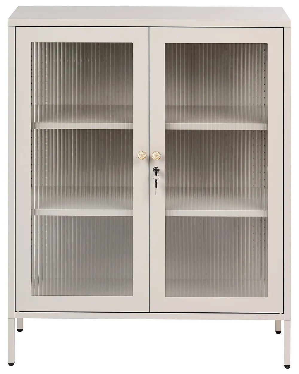 Glass Display Cabinet 90 cm Metal Beige Danaysha