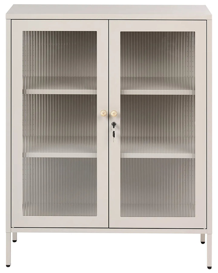 Glass Display Cabinet 90 cm Metal Beige Danaysha