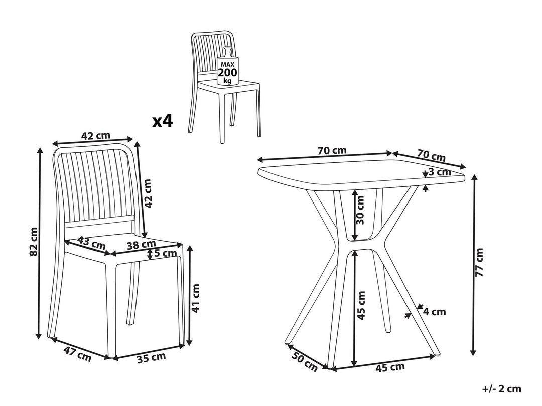 Sersale Garden Dining Set 4 Seater Blue