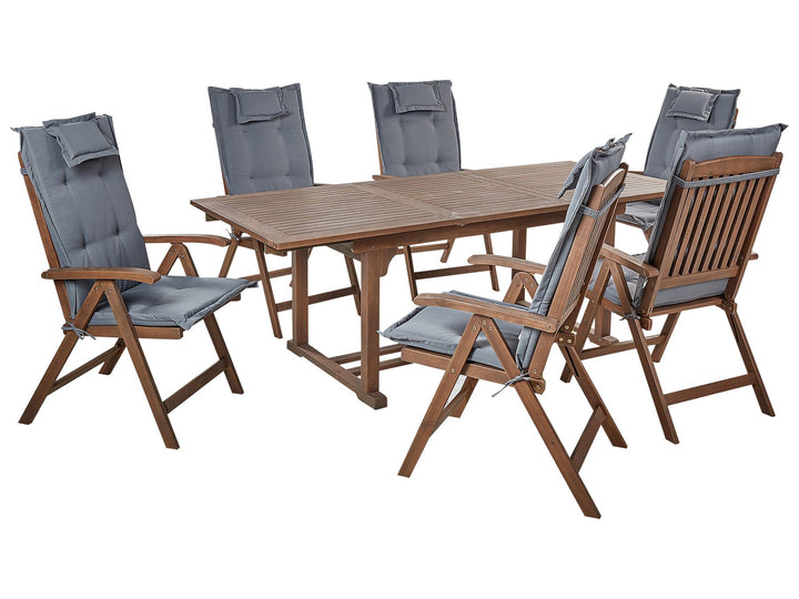 Amantea Garden Dining Set 6 Seater with Cushions Acacia Wood Grey