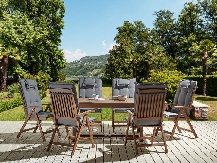 Amantea Garden Dining Set 6 Seater with Cushions Acacia Wood Grey