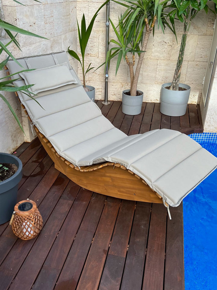 Sun Lounger with Cushion Wood Taupe Verona