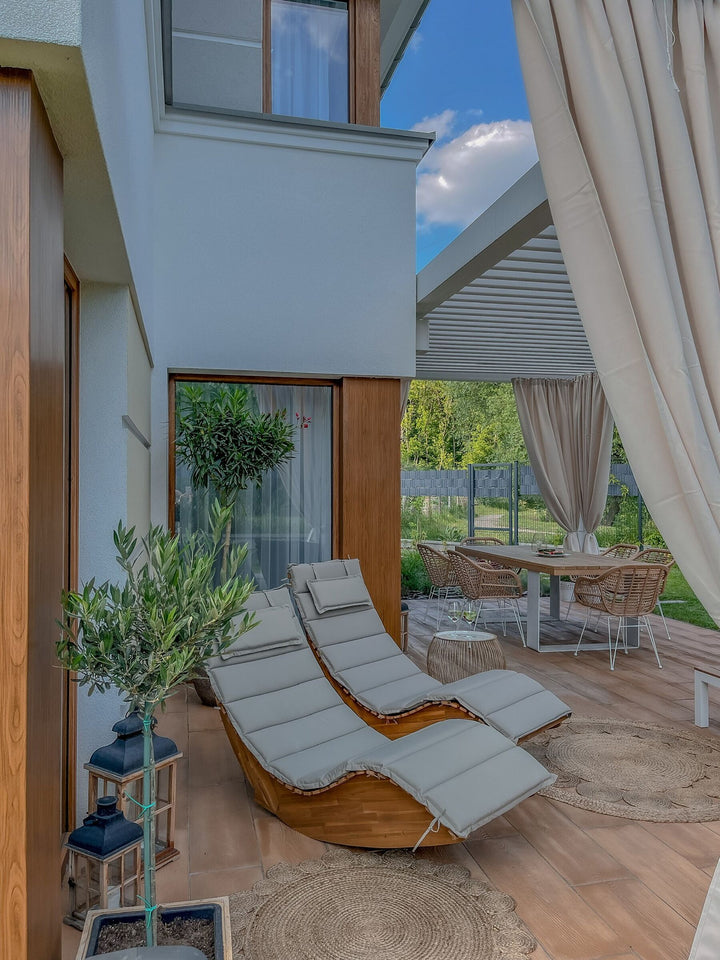 Sun Lounger with Cushion Wood Taupe Verona