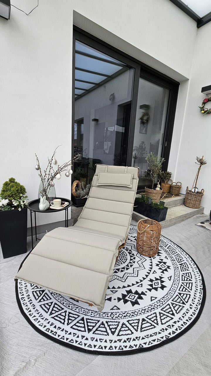 Sun Lounger with Cushion Wood Taupe Verona