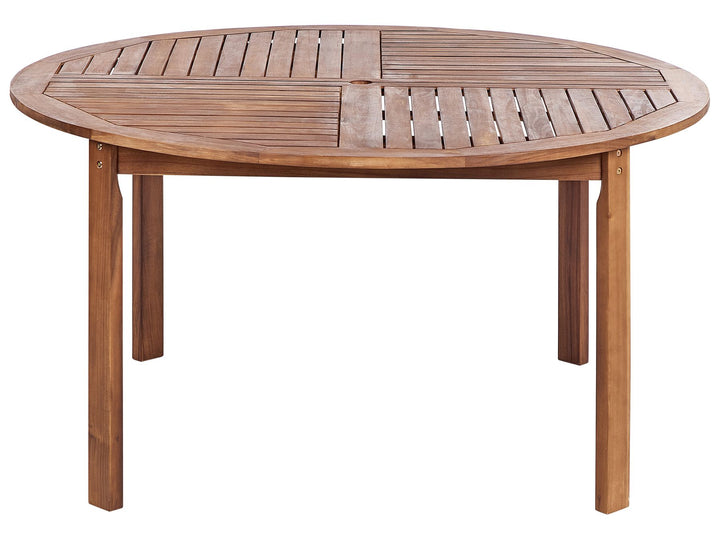 Agello Garden Dining Set 6 Seater with Parasol Acacia Wood Brown