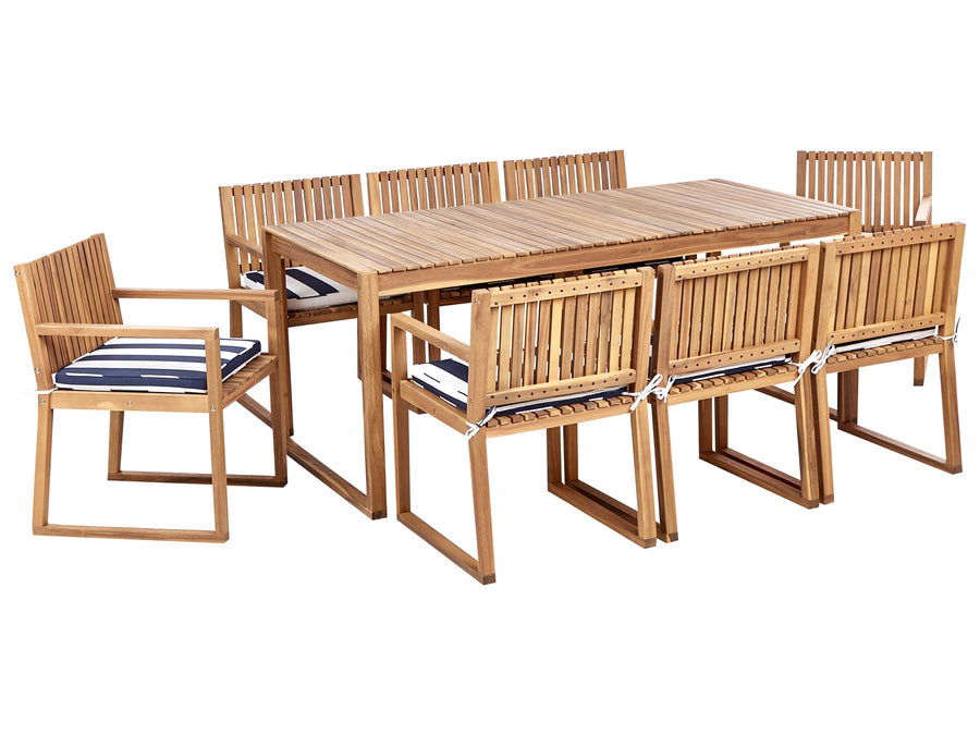Sassari II Garden Dining Set 8 Seater with Cushions Certified Acacia Wood Navy Blue
