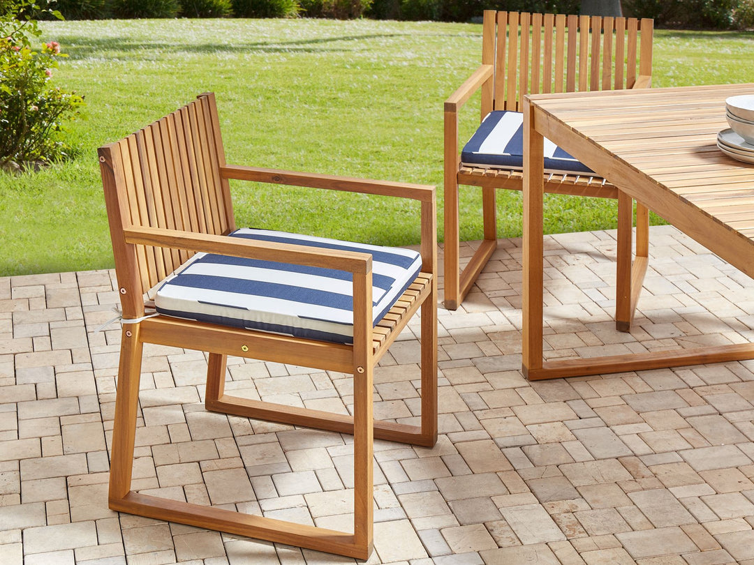 Sassari II Garden Dining Set 8 Seater with Cushions Certified Acacia Wood Navy Blue