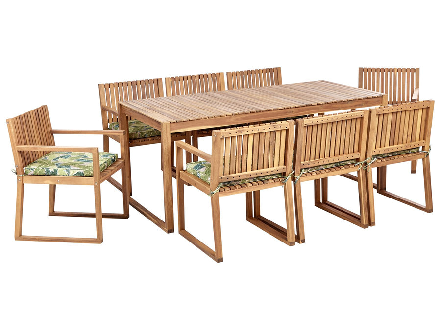 Sassari II Garden Dining Set 8 Seater with Cushions Certified Acacia Wood Green