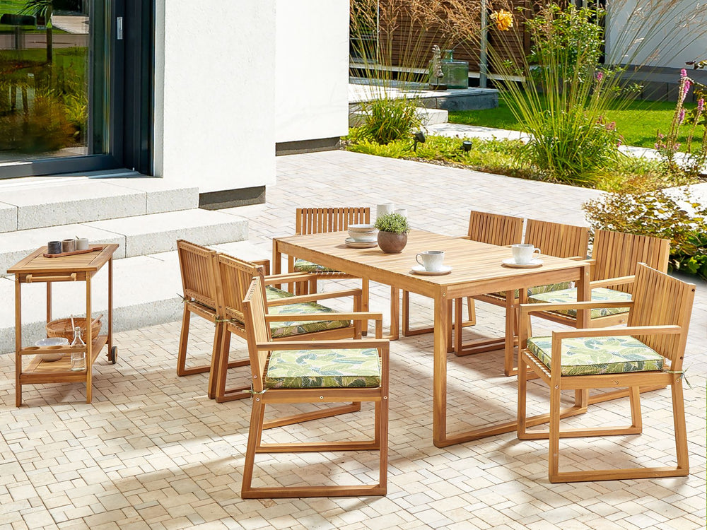 Sassari II Garden Dining Set 8 Seater with Cushions Certified Acacia Wood Green