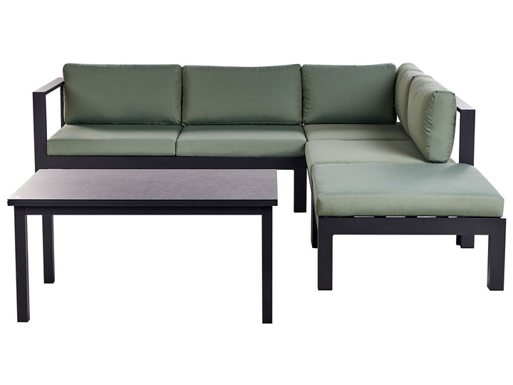 Messina Garden Corner Sofa with Table 5 SeaterLeft Hand Metal Green