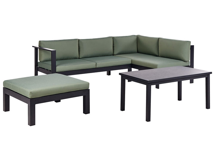 Messina Garden Corner Sofa with Table 5 Seater Left Hand Metal Green