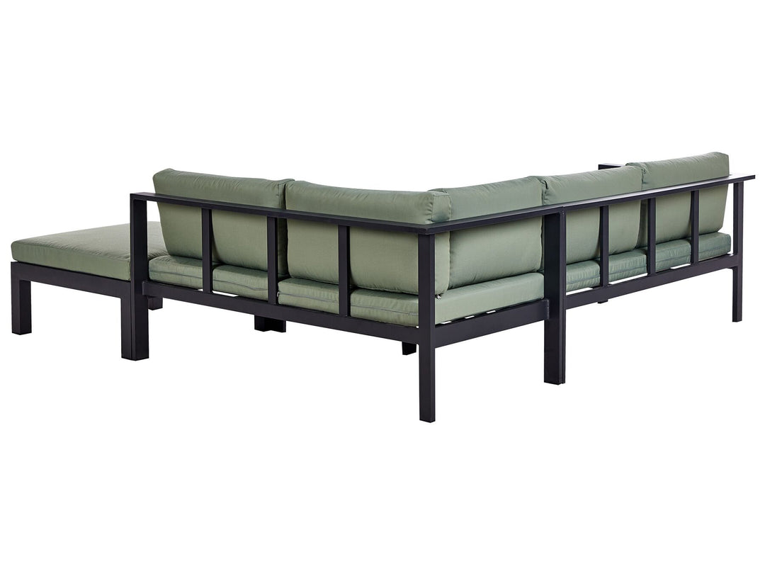 Messina Garden Corner Sofa with Table 5 Seater Left Hand Metal Green