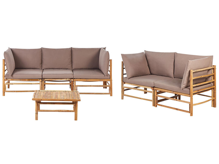 Cerreto Garden Lounge Set with Table 5 Seater Bamboo Wood Taupe