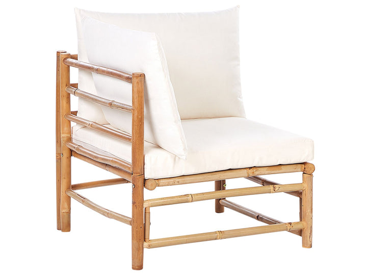 Cerreto Garden Corner Sofa with Table 4 Seater Left Hand Bamboo Wood Off-White