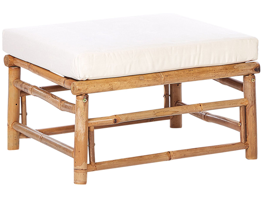 Cerreto Garden Corner Sofa with Table 4 Seater Left Hand Bamboo Wood Off-White