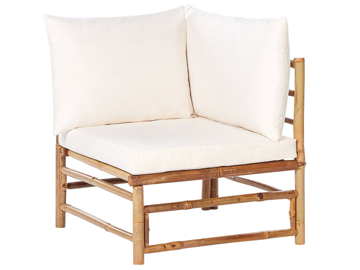 Cerreto Garden Corner Sofa with Table 4 Seater Left Hand Bamboo Wood Off-White