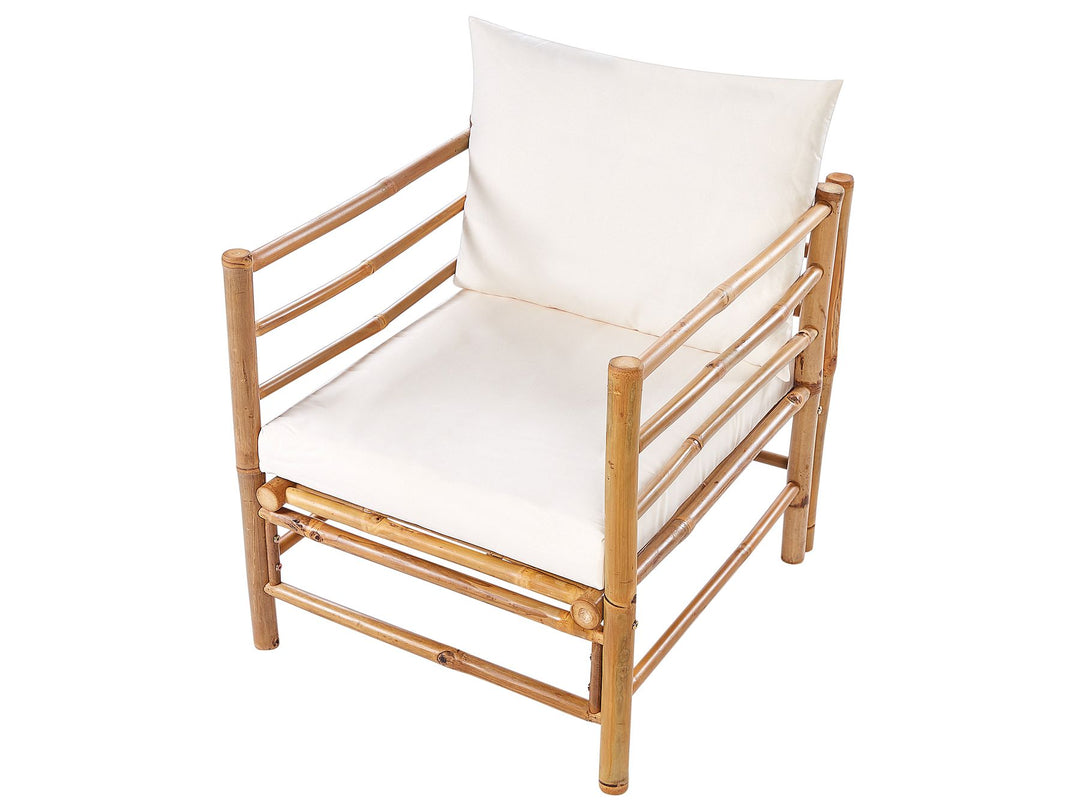 Cerreto Garden Lounge Set with Table 5 Seater  Left Hand Bamboo Wood Off-White