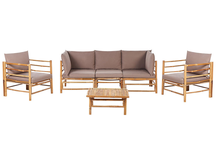 Cerreto Garden Lounge Set with Table 5 Seater Bamboo Wood Taupe