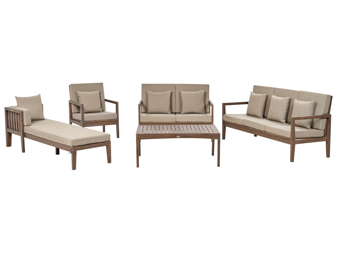 Pataja Garden Lounge Set with Table 7 Seater Acacia Wood Light Brown