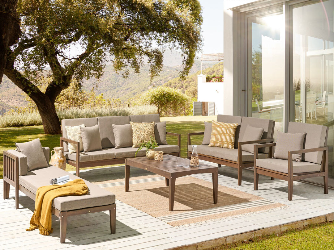 Pataja Garden Lounge Set with Table 7 Seater Acacia Wood Light Brown