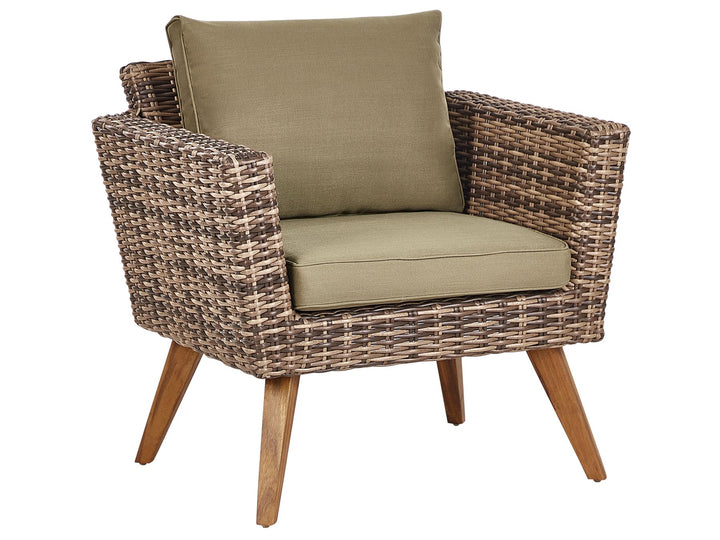 Garden Lounge Set with Table 4 Seater VITTORIA PE Rattan Olive Green