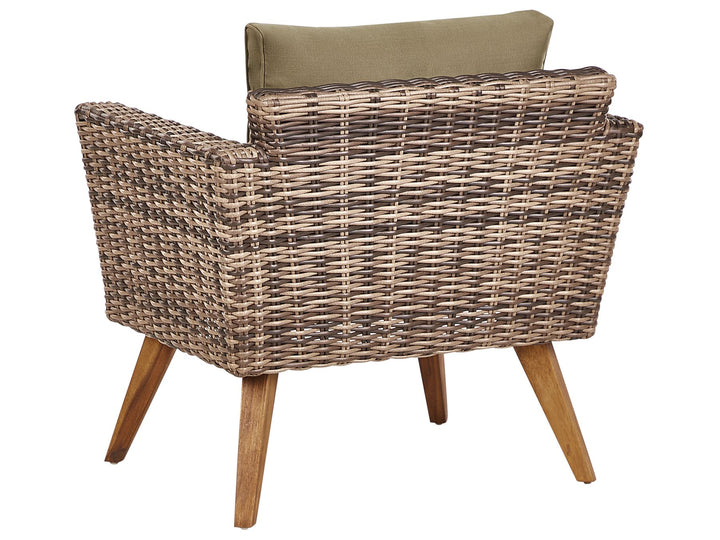 Garden Lounge Set with Table 4 Seater VITTORIA PE Rattan Olive Green