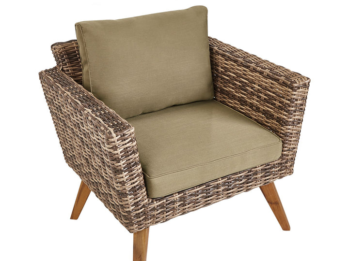 Garden Lounge Set with Table 4 Seater VITTORIA PE Rattan Olive Green