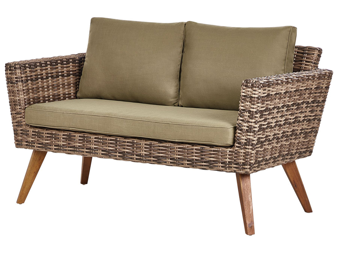 Garden Lounge Set with Table 4 Seater VITTORIA PE Rattan Olive Green