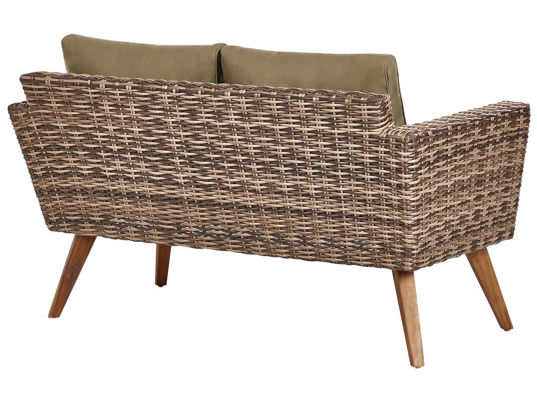 Garden Lounge Set with Table 4 Seater VITTORIA PE Rattan Olive Green
