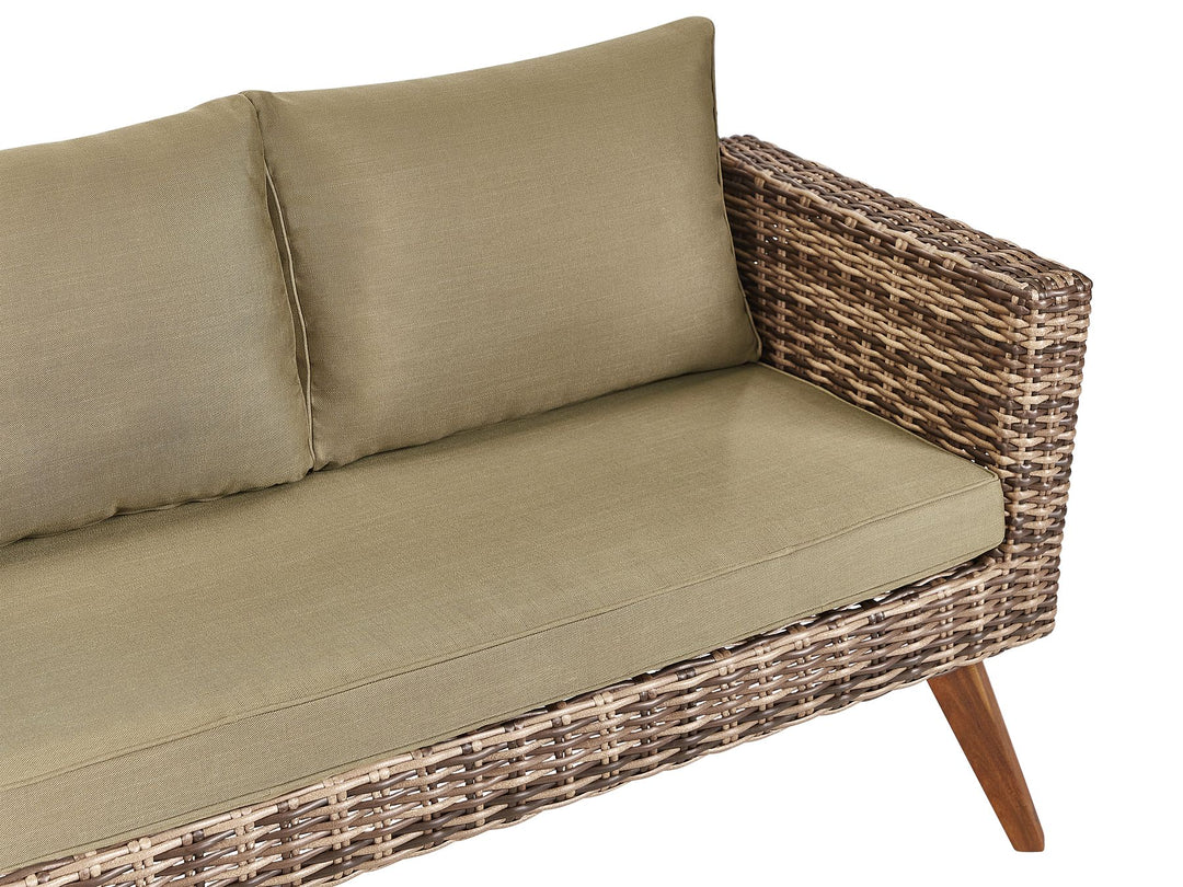 Garden Lounge Set with Table 4 Seater VITTORIA PE Rattan Olive Green