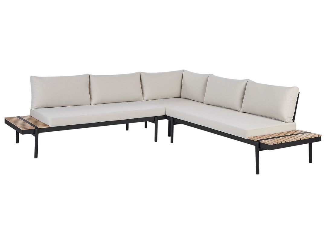 Bellariva Garden Corner Sofa with Table 5 Seater Eucalyptus Wood Off-White