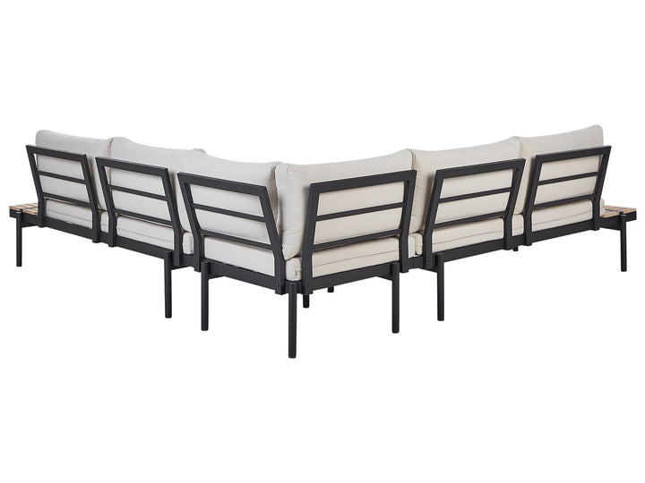 Bellariva Garden Corner Sofa with Table 5 Seater Eucalyptus Wood Off-White
