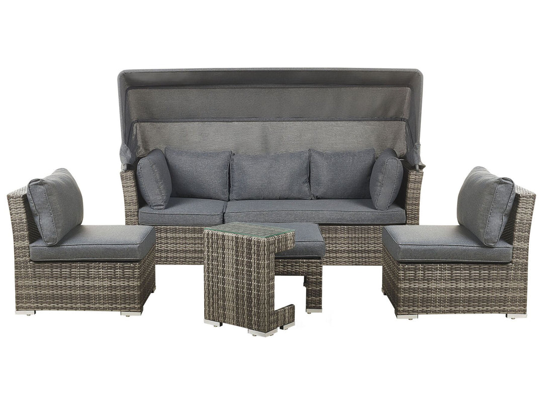 Corte Garden Lounge Set with Table 6 Seater Modular PE Rattan Dark Brown